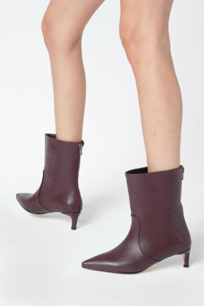 Mio Gusto Bordo Renk Kadın İnce Topuklu Bot