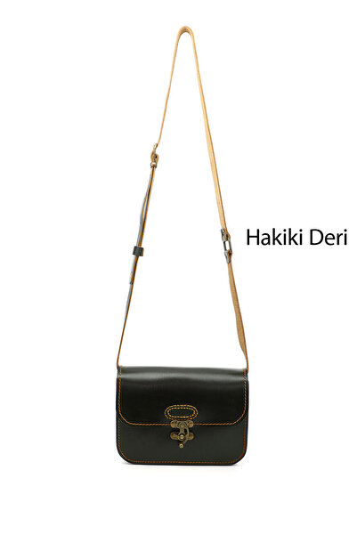 GÖNDERİ(R) Women / Girls Khaki Antique Vaketa Genuine Leather Shoulder and Messenger Bag
