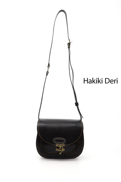 GÖNDERİ(R) Women / Girls Black Gön Genuine Leather Handcrafted Small Size Women's Shoulder and Messenger Bag K0610