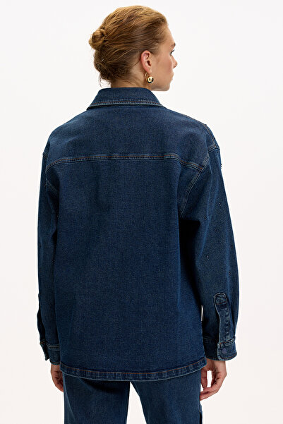 Exquise Long Sleeve Buttoned Regular Denim Jacket with Pockets