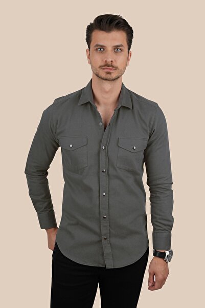 Etikmen Ανδρικό πουκάμισο Smoked Slimfit Real Denim