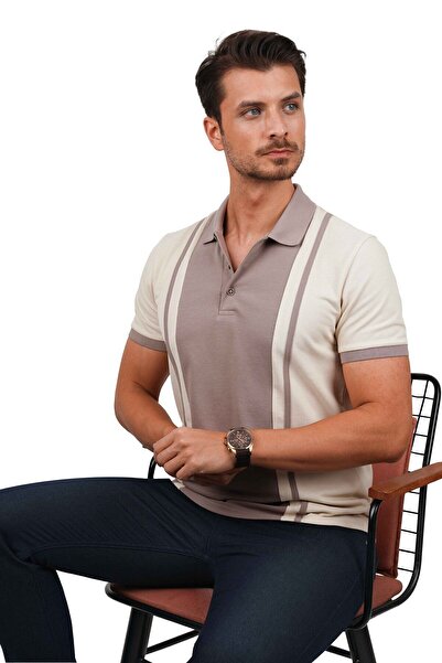 Etikmen Ανδρικό μπλουζάκι με γιακά πόλο σε μπεζ βιζόν