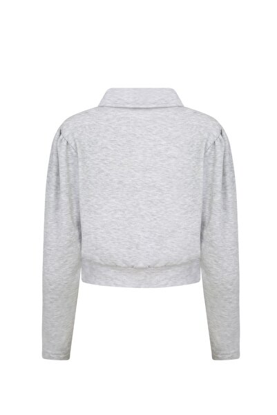 La Sarta Bella Padded Gold Buttoned Gray Tracksuit Set