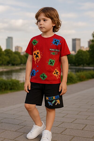 GMG Baby Red Mc Pattern Sort T-Shirt 2-Piece Set