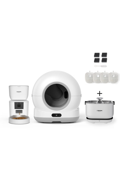 Xenon Smart Akıllı Otomatik Kedi Tuvaleti Çelik Kase 4 LT Mama Kabı Kablosuz Su Pınarı 4'lü Filtre Pet Seti