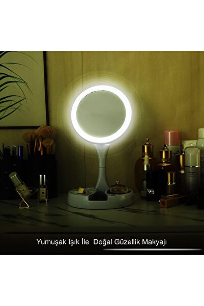 HyMark Led Işıklı 10x Katlanabilir Çift Taraflı Usb Makyaj Aynası
