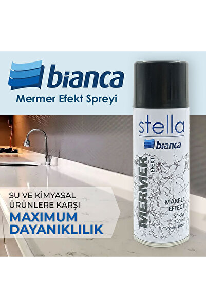 Bianca Stella İnce Mermer Efekt Sprey Boya Siyah 200 ml