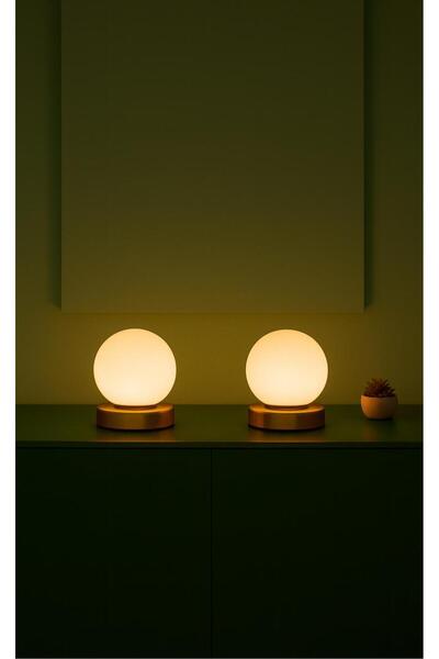 VENON 2 Pieces Globe Table Lamp Night Light Lampshade Antique 15 cm Bal Glop Glass Wired 15 cm Glop Glass