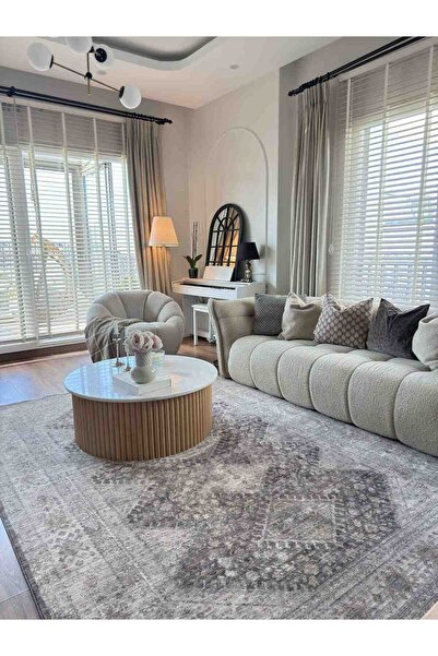 ESSENSE HOME & LİVİNG KYRA Vintage Modern Retro Özel Pamuk dokuma %100 POLYESTER Salon Oturma Odası Halısı