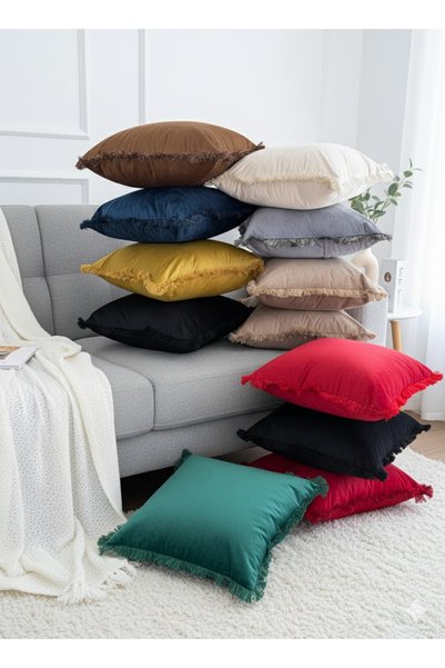 Vannes Home Fringed 2-Piece Decorative Throw Pillow Cover 45X45 cm