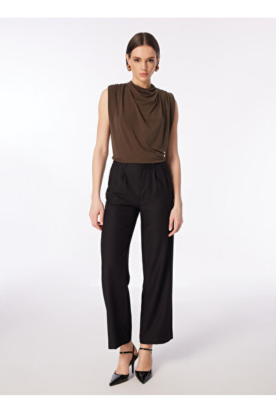 Fabrika Degaje Yaka Düz Haki Bluz F4SL-BLZ0493