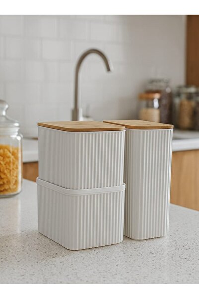 DrBambu مجموعة حاويات تخزين كومبو 2 مع أغطية من الخيزران (2 لتر + 2×1 لتر) - ...