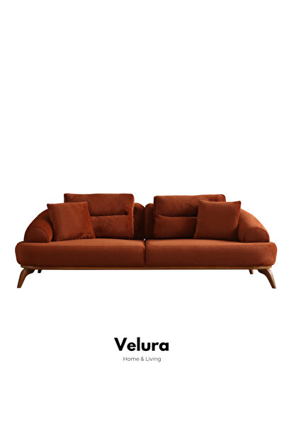 Velura Home Vino Üçlü Kanepe - Kiremit