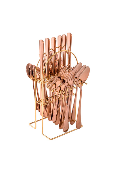 Trendy's Set tacamuri stainless stell,24 piese, cu suport, TRENDY’S, rose