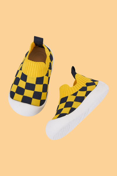 Mumenim Guula Fan Baby Kids Yellow Navy Blue Flexible Non-Slip Orthopedic Sole First Step Sports Shoes