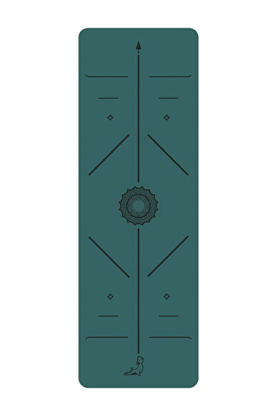 PETARYA Focus Serisi 4.1 mm Kaydırmaz Kauçuk Taban Yoga Matı Pilates Minderi Koyu Yeşil