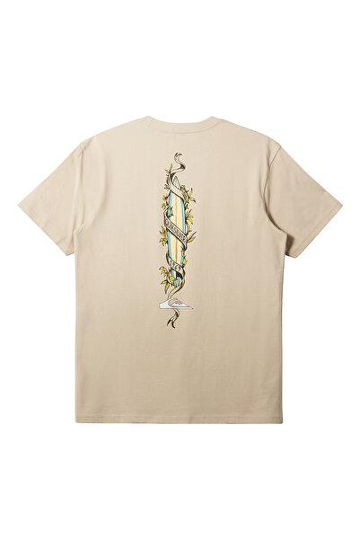 Quiksilver Ανδρικό μπλουζάκι με στάμπα με λαιμόκοψη - Καφέ, AQYZT09563STEP UP PURPLE