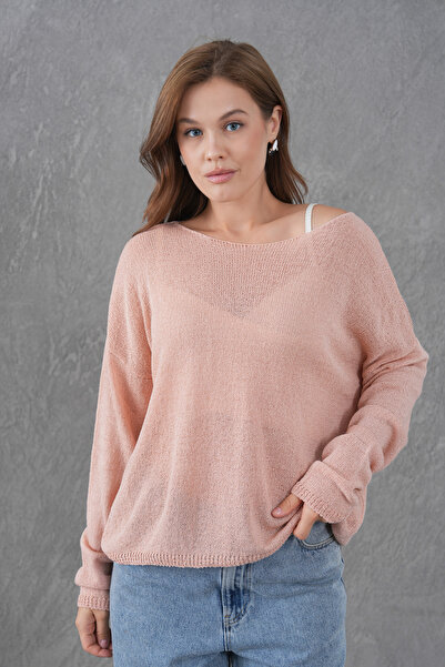 bayansepeti Powder Wide Collar Knitwear Oversize Sweater 6933