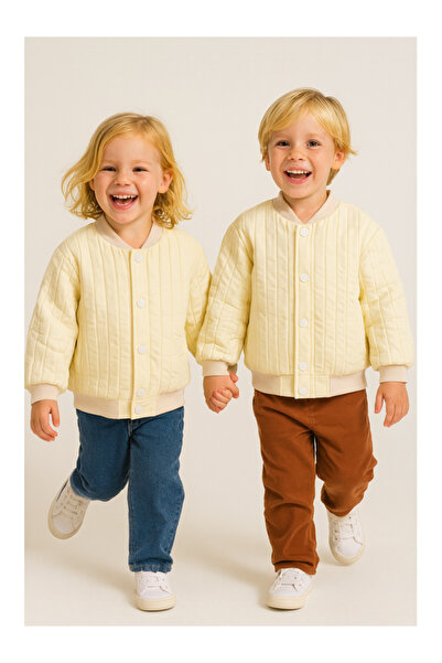 Motebarn Wear Unisex Kapitone Cıtcıtlık Ceket Krem