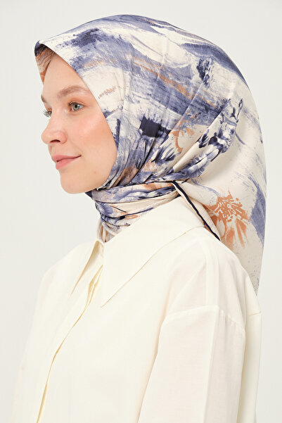 Madame Polo Eșarfă din raion cu model anti-alunecare 90x90 cm violet