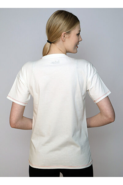 Lee Cooper O Neck Printed Ecru Women's T-Shirt 242 Lcf 242012 Karbe Ecru