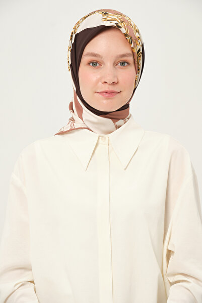 Madame Polo Μοτίβο Twill Κασκόλ Αντιολισθητικό Ύφασμα που δεν ζαρωνεί Καφέ