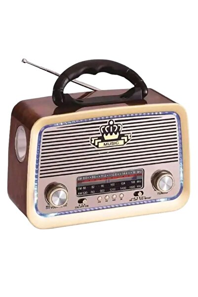 smart white Şarjlı Işıklı Nostaljik Radyo Hoparlör Usb Tf Aux Destekli Müzik ...