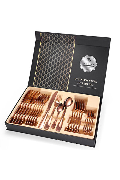 Trendy's Set tacamuri din inox 24 piese, TRENDY’S, luxury edition, rose