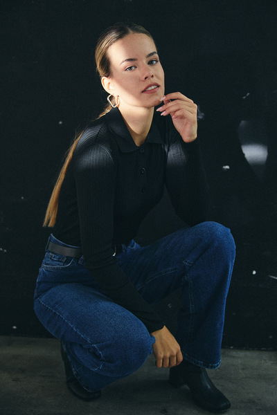 Fulla Moda Ribbed Polo Neck Half Button Knit Sweater