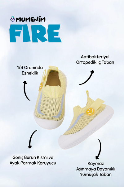 Mumenim Fire Boy/Girl Baby&Child Flexible, Comfortable Non-Slip Orthopedic Sole Yellow First Step Shoes/Sneaker