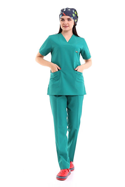 Bilenn Tekstil طقم نسائي بياقة مغلف - 30 غرفة العمليات باللون الأخضر