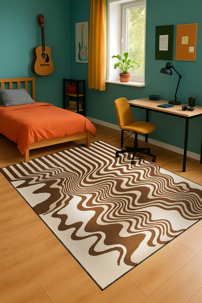 Rugs Modern Halı Διακοσμητικό χαλί με θεματικό σχέδιο και διάσπαρτες λωρίδες ...