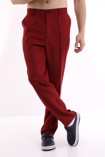 Bilenn Tekstil بنطلون كوك - 403 قدم أوزة أحمر-أسود