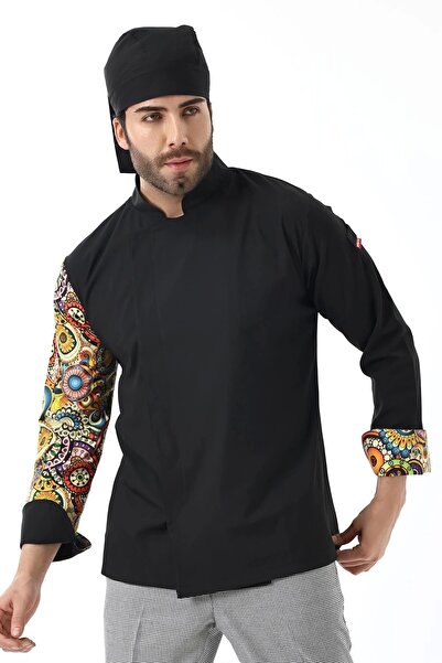 Bilenn Tekstil Jachetă de bucătar cu mâneci din lycra pentru bărbați - 6403 B...