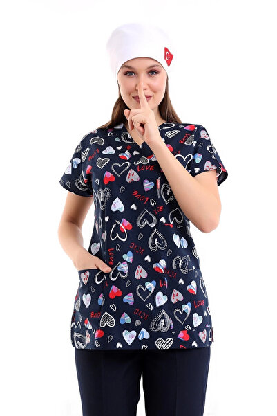 Bilenn Tekstil بلوزة مفردة للجنسين منقوشة بأكمام الخفاش - 5004 Laci Love