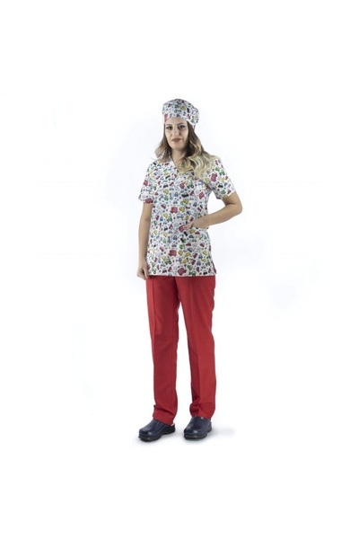 Bilenn Tekstil Envelope Collar Patterned Top - 2106 Car