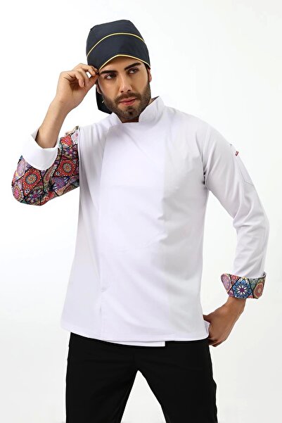 Bilenn Tekstil Jachetă de bucătar cu mâneci din lycra pentru bărbați - 6401 T...