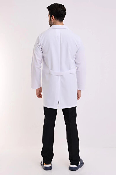 Bilenn Tekstil Doctor Teacher Men's Apron Intermediate Size Jacket Collar - 171 White