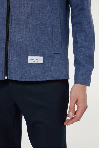 Andrea Nicolotti Blue Zippered Shirt M12-1A-L