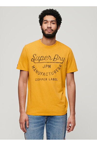 SUPERDRY Bisiklet Yaka Baskılı Sarı Erkek T-Shirt M1011905A2AO_COPPER LABEL SCRIPT TE