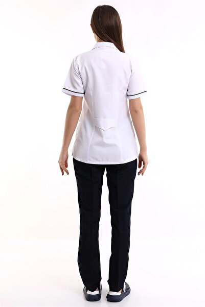 Bilenn Tekstil Women's Jacket Collar Zippered Single Top - 171 White