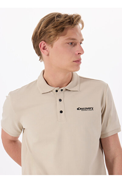 Discovery Expedition Bej Erkek Polo Yaka Basic Polo T-Shirt D4SM-TST3283
