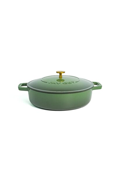 VAV GET Enameled Cast Iron Dutch Oven Braiser. 28cm, 3.79L, Olive Green