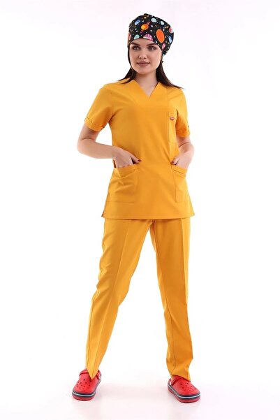 Bilenn Tekstil Envelope Collar Women's Suit - 09 Mustard
