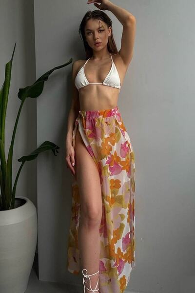 lovebox Жіночий парео з візерунком, помаранчево-білий 9574