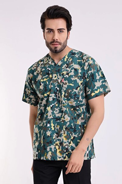 Bilenn Tekstil قميص منقوش بياقة مغلف للرجال - 3913 جندي