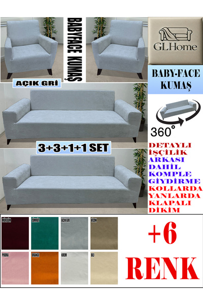 Home BABY FACE KUMAŞ 3+3+1+1 KOMPLE GİYDİRME KANEPE&ÇEKYAT, BOHEM, PORTO, vb. MODEL KOLTUK KILIFI