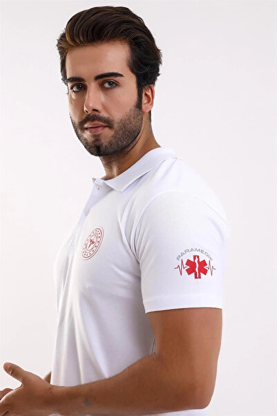 Bilenn Tekstil Paramedic Collared Unisex Tshirt Short Sleeve - White