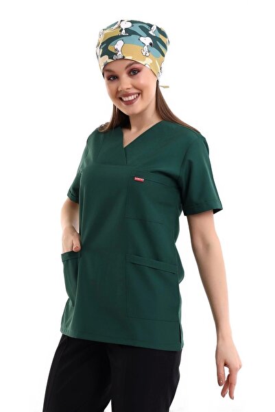 Bilenn Tekstil بلوزة نسائية ذات ياقة مغلف - 58 أخضر