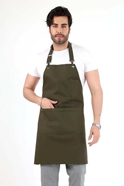 Bilenn Tekstil مريلة باريستا بجيب مزدوج - أخضر